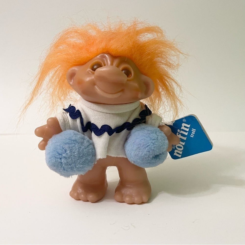 Vtg 1986 Dam Nordic Troll Orange Hair Troll Doll